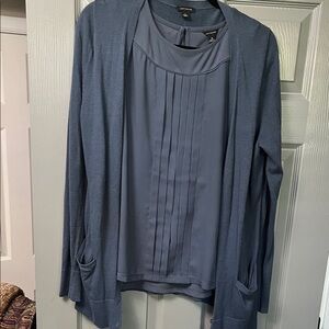 Ann Taylor Slate Blue Cardigan Sweater and Sleeveless Top.